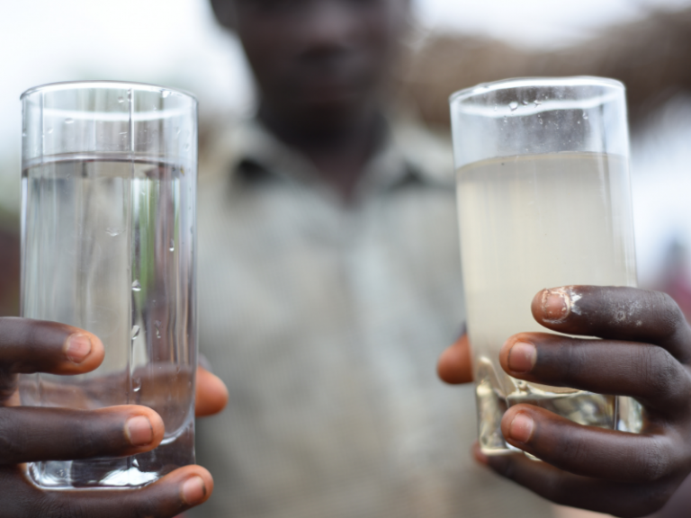 2 glasses of water, clean and dirty