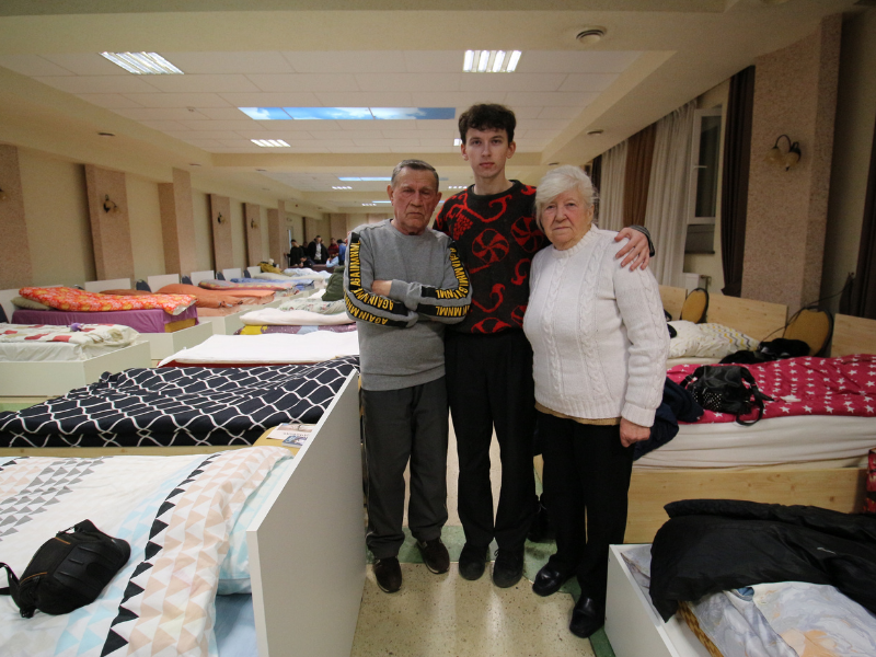 young Ukrainian boy with his grandparents