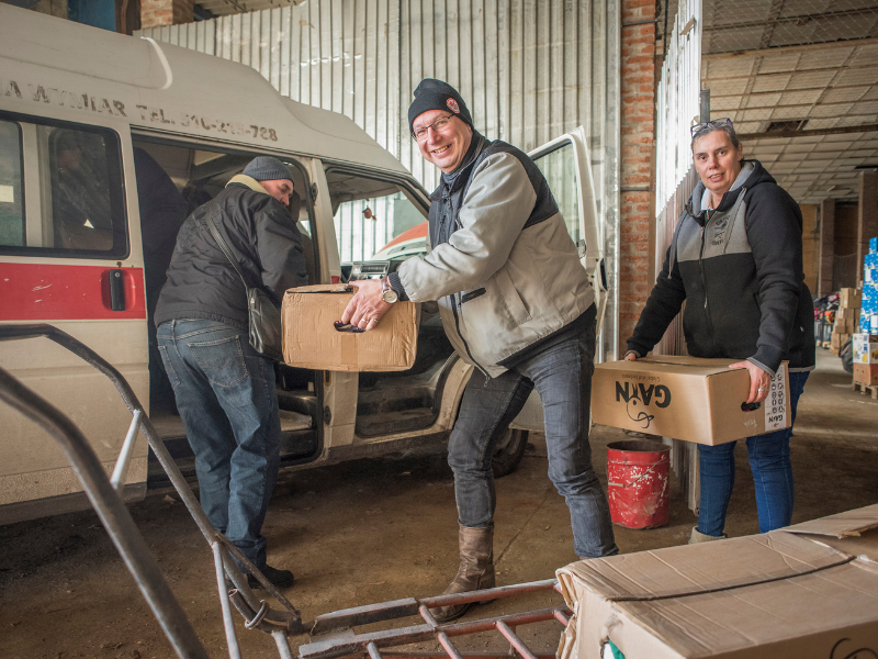 loading donated goods for Ukraine