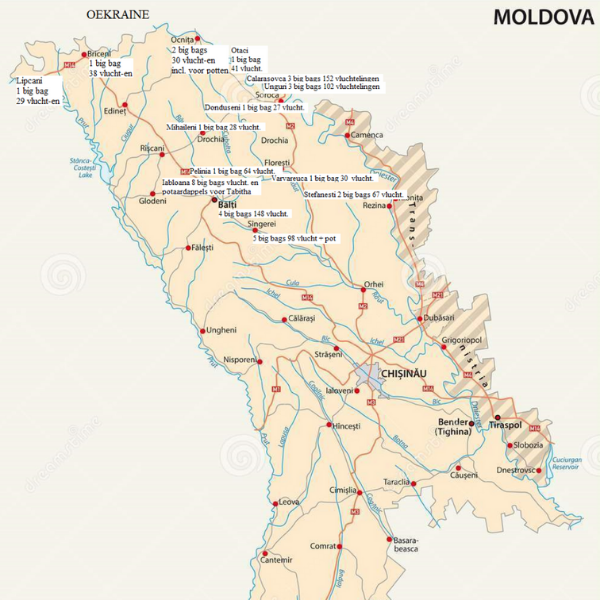 map of Moldova with distribution points